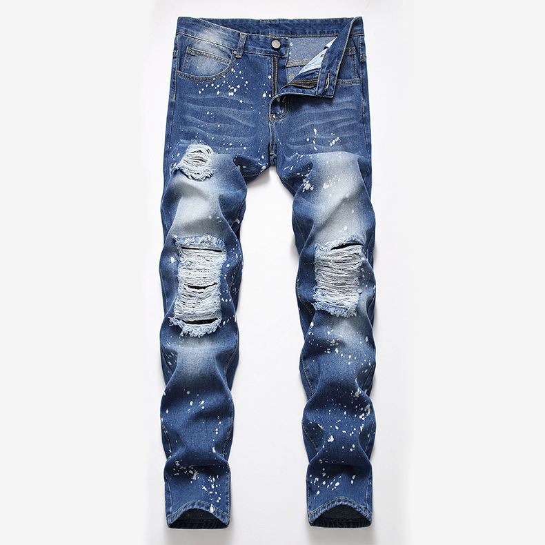 Nouveaux jeans usés pour hommes, jeans droits tendance et décontractés_voghion.com