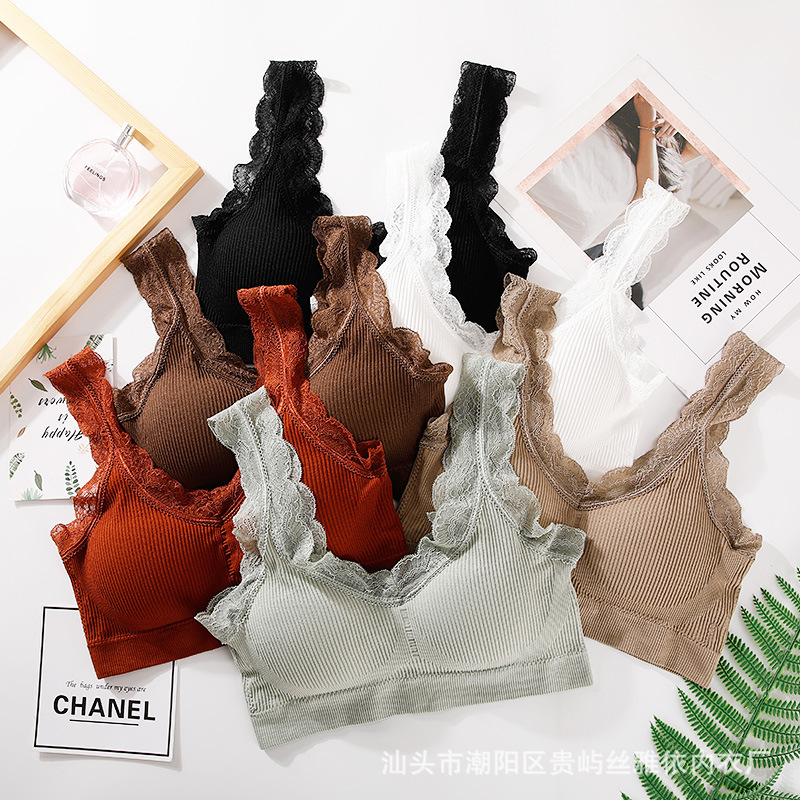 2019春夏爆款小熊仙女蕾丝长款裹胸抹胸 短款无钢圈螺纹小熊背心|ru