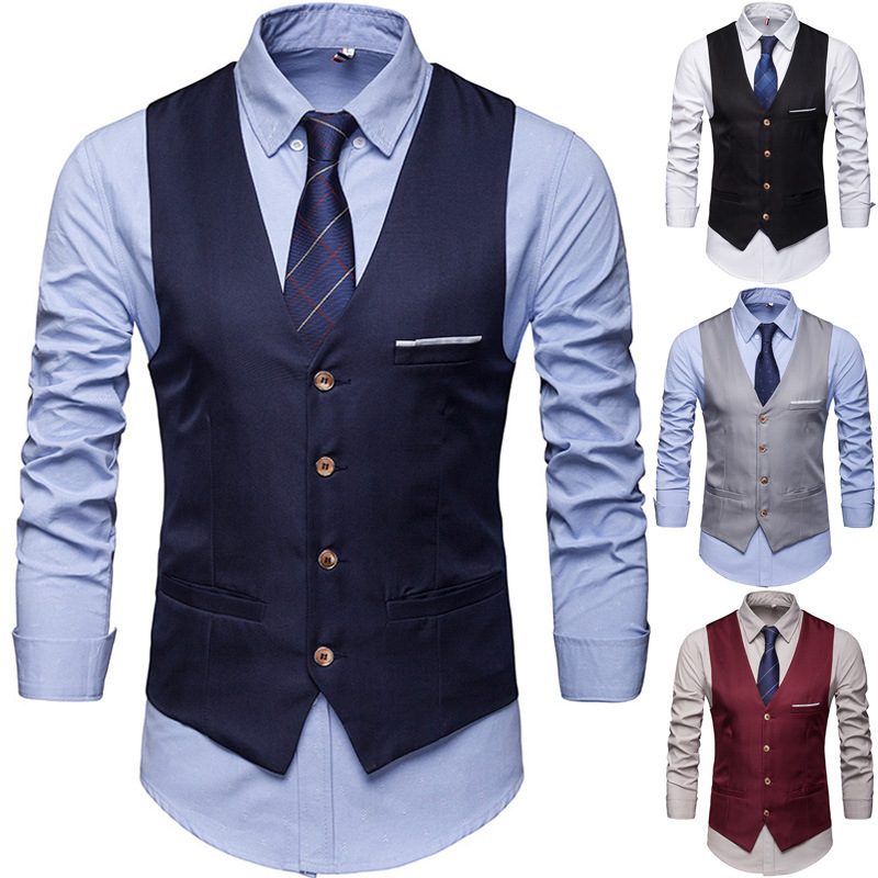 Foreign Trade Generation Business Suit Vest Slim Fit Trendy Men and Women British Bartender Hair Stylist Py Horse Clip Men