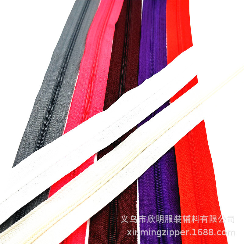 义乌厂家现货3号尼龙码装拉链 整捆拉链 服装箱包双针拉链