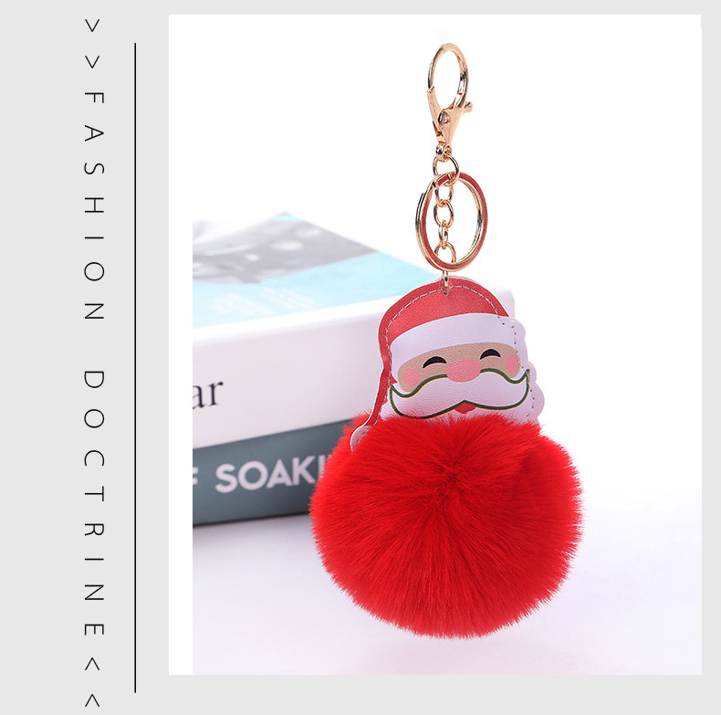 Cute Santa Claus Alloy Plush Plating Bag Pendant Keychain display picture 4