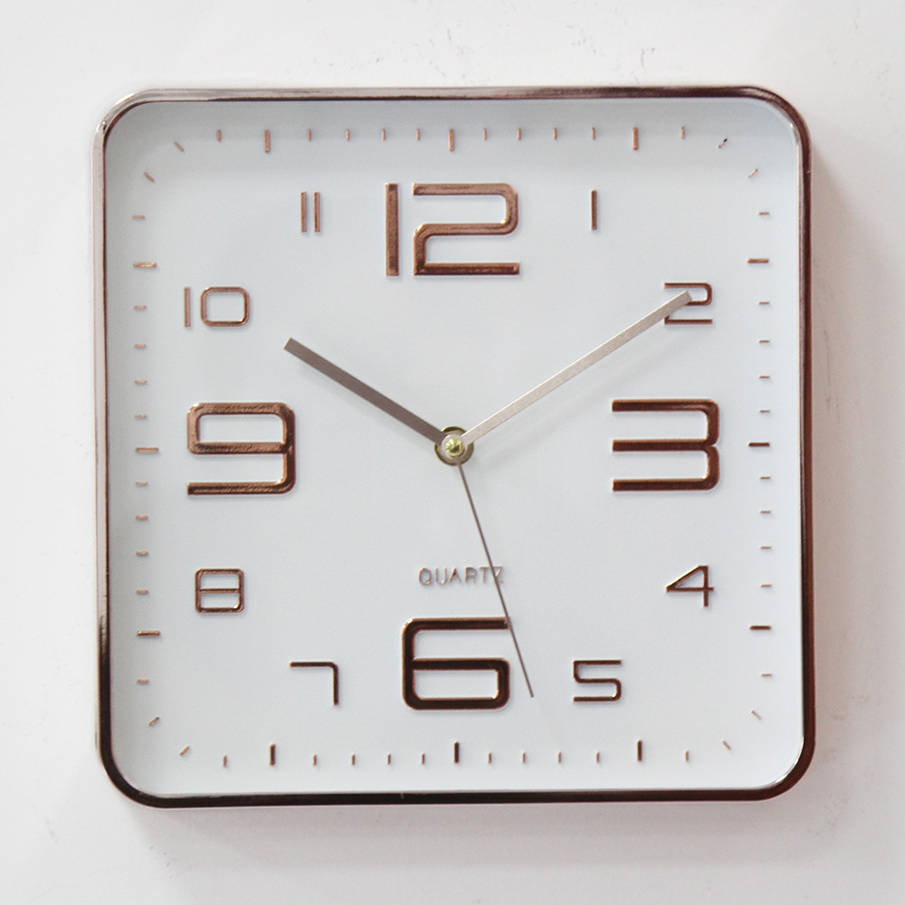 Reloj de pared cuadrado nuevo con letras termoimpresas - Estilo moderno, simple y creativo - Silencioso - Para dormitorio y sala de estar