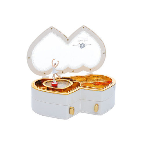 Birthday gift for girls, double heart dancing girl music box, creative music jewelry box, music box girl gift