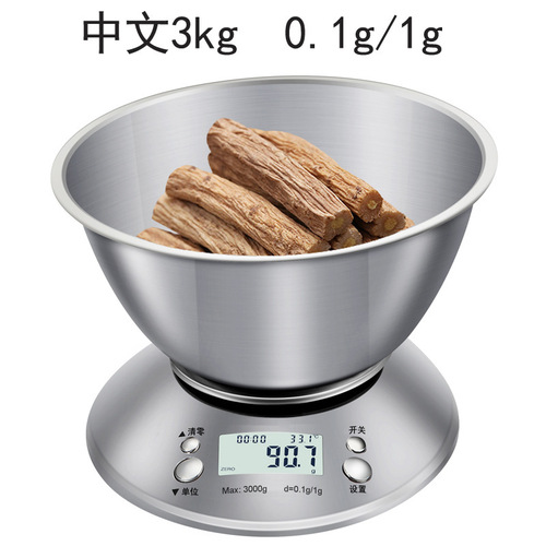 Factory Wholesale Stainless Steel Measuring Bowl with 5kg 1g Accuracy for Baking Food Gram Scale, Detachable Large Bowl Scale