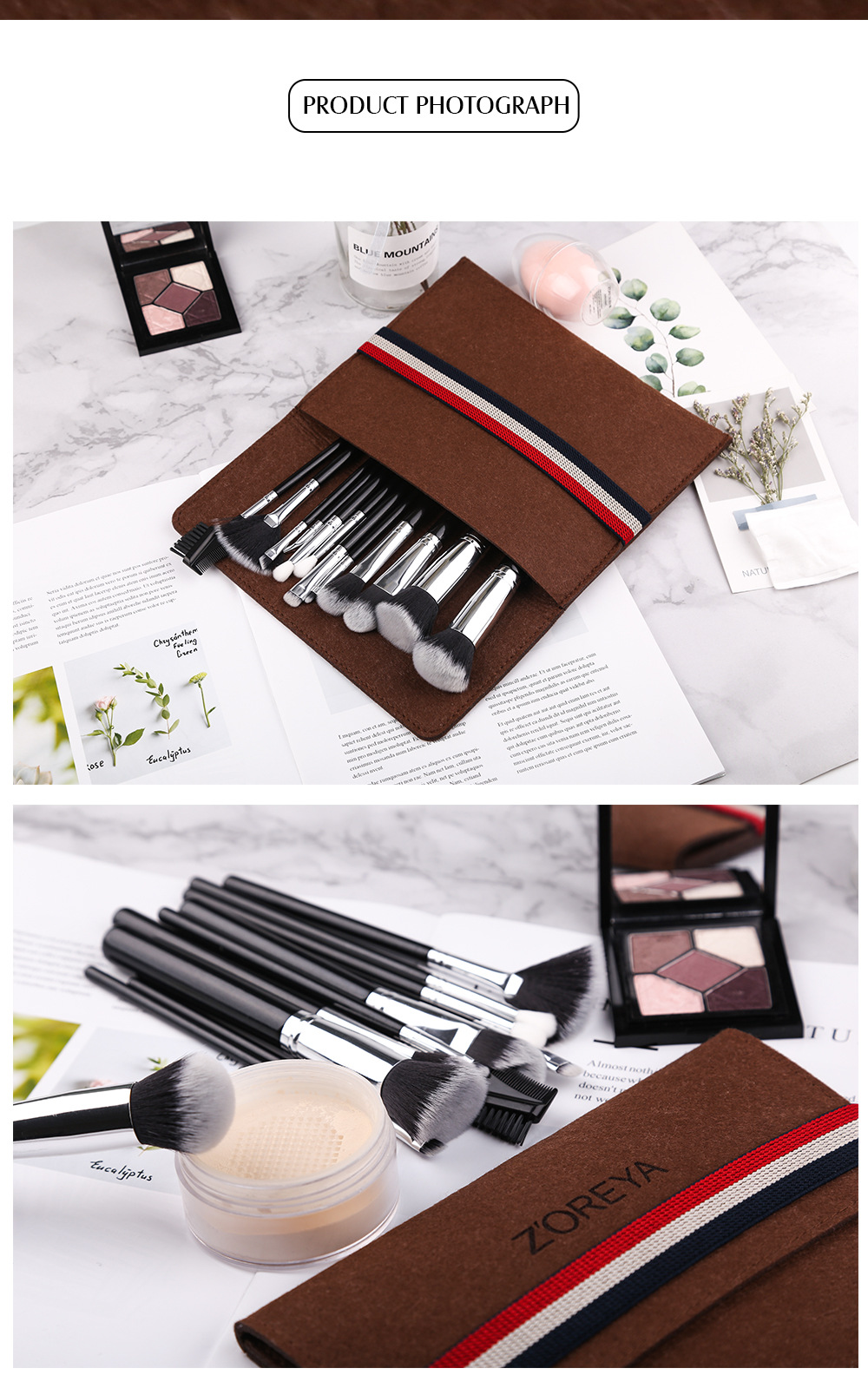 Makeup Brush Tool Set Black Man-made Fiber Black Wooden Handle Makeup Brush Set display picture 4
