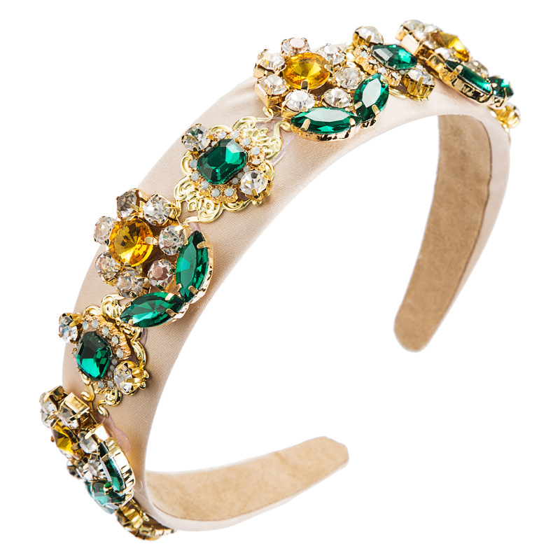 Europäisches Und Amerikanisches Party Stirnband Weibliche Barock Mode Persönlichkeit All-match-stoff Sonnenblume Mit Strass Eingelegt All-match-temperament Stirnband display picture 6