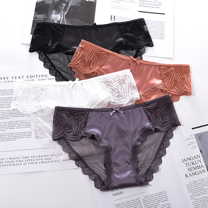 474  性感弹力包臀低腰蕾丝内裤女全棉裆透气透明低腰网纱三角裤|ms