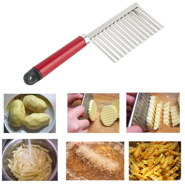 công cụ dao thép không gỉ Pháp khoai tây chiên khoai tây dao nhà bếp tôn lượn sóng sóng sóng lưỡi dao tiện ích Dao và kéo