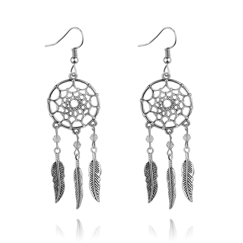 Mode Simple Chaîne De Clavicule Personnalité Dream Catcher Plume Pendentif Collier Boucle D&#39;oreille Ensemble Nihaojewelry En Gros display picture 9