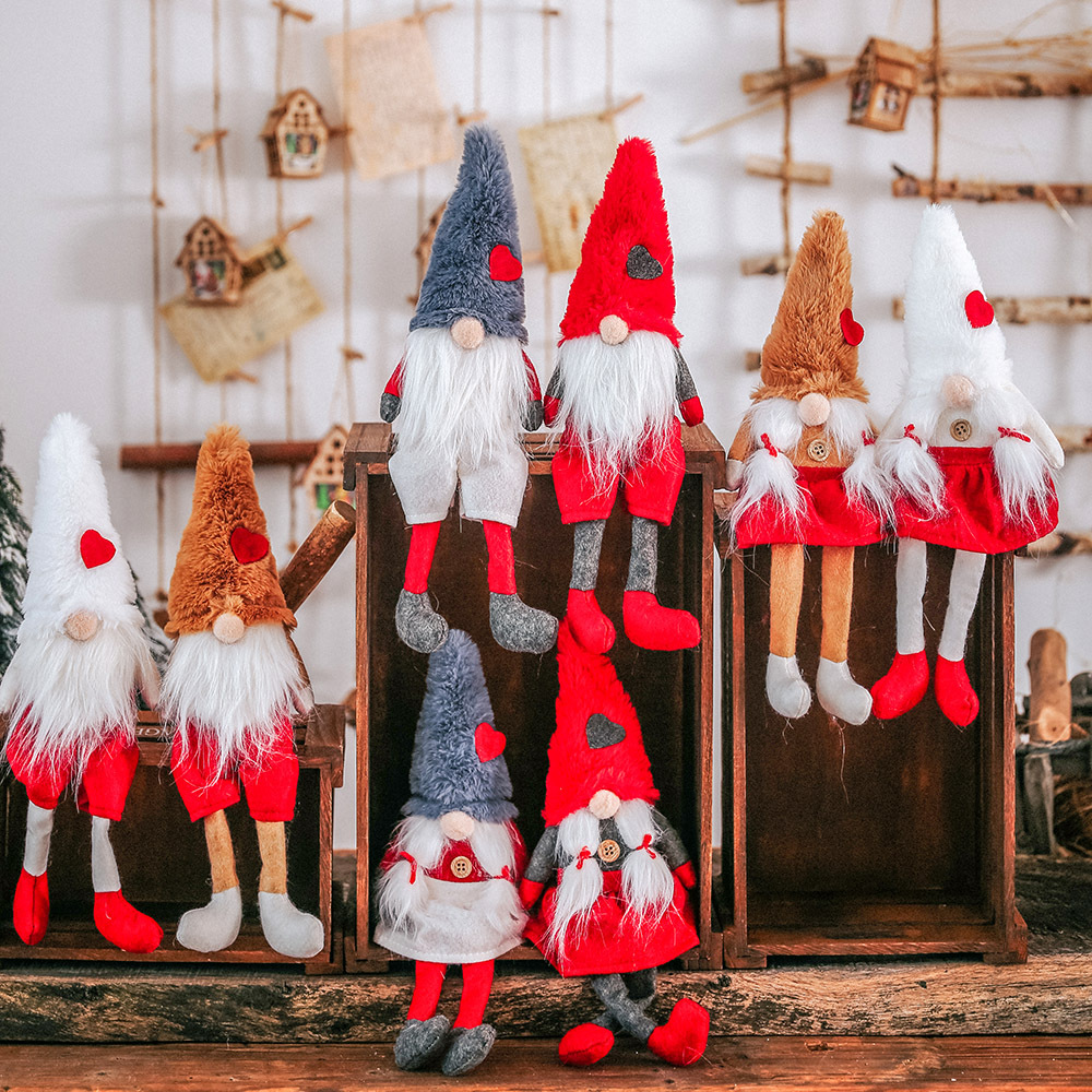 Decorações de Natal Chapéu de lã Gravata Barba Pernas penduradas Enfeites de guarda-florestal Velho Boneca pequena Boneca_voghion.com