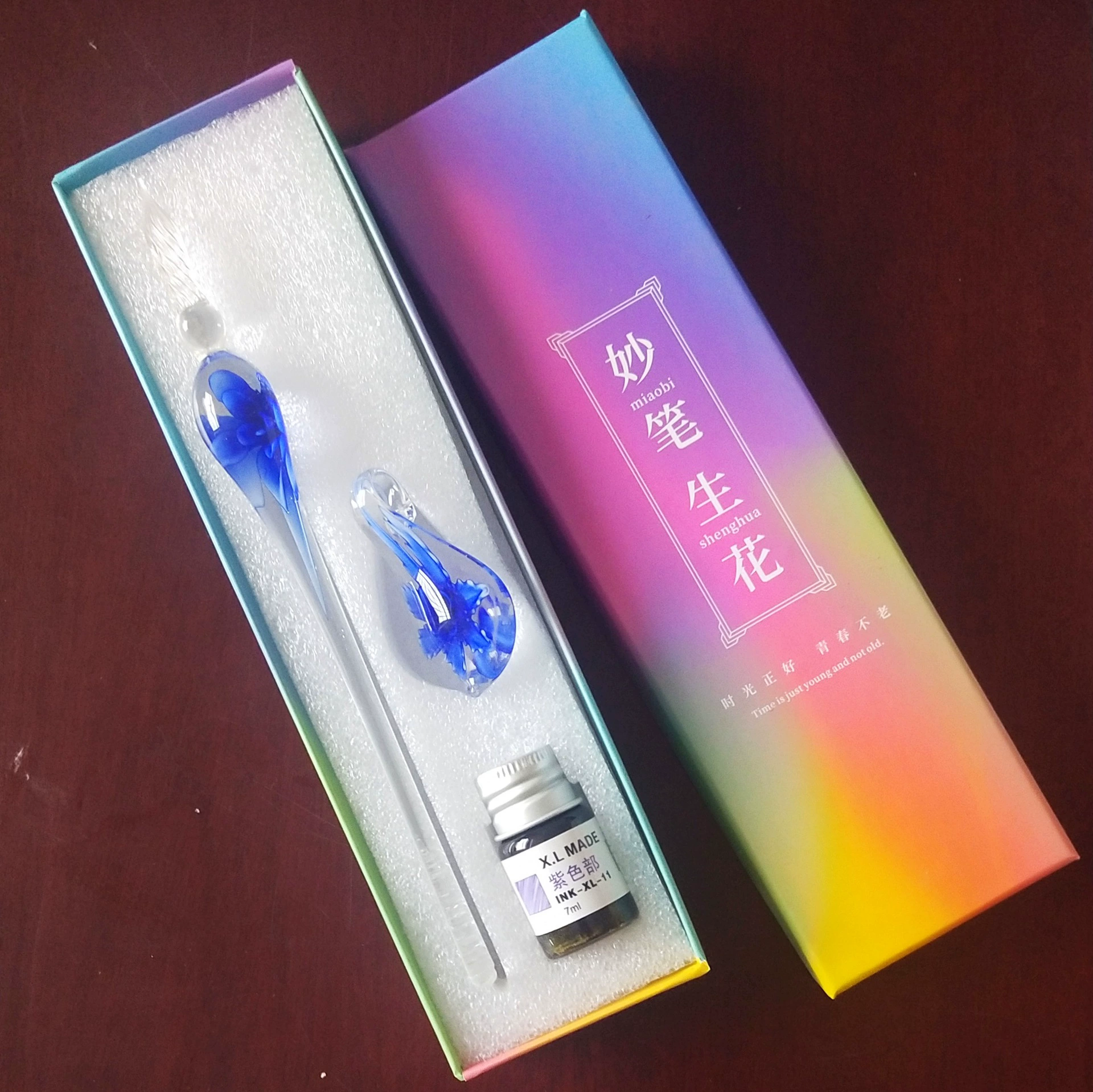 Glass set, gift box, rollerball pen, Birthday gift