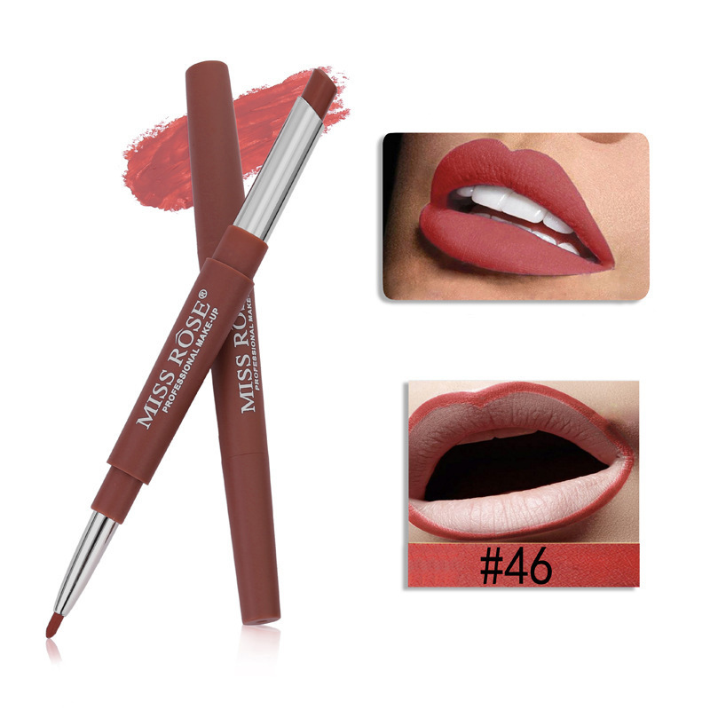 2in1 Lip Liner Lipstick Pen Waterproof Lip Pencil Batom Retro Red Lips