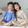 2019 new pattern pure cotton Children tracksuit men and women Spring and summer Three Quarter Sleeve Air conditioning service pajamas On behalf of