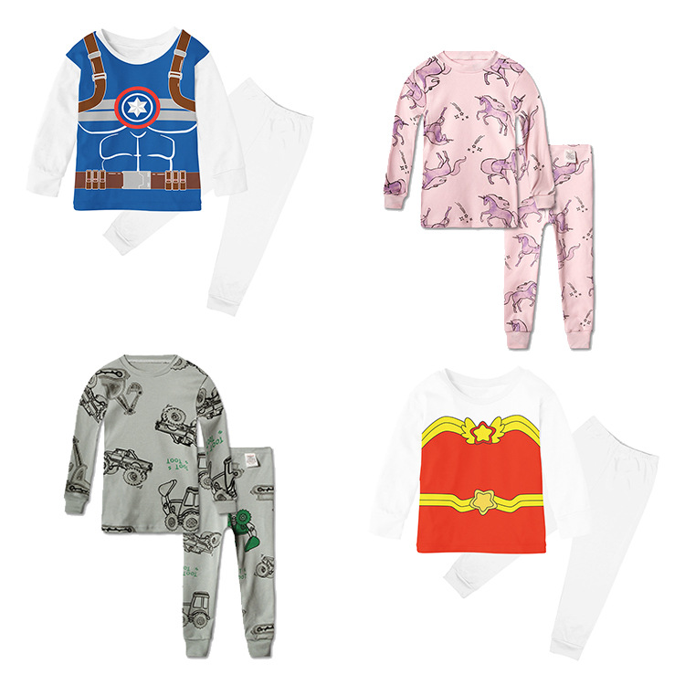 Spring Children's Home Clothes Pajamas Set Autumn and Winter New Large Printed Autumn Clothes and Pants Factory Direct Supply 1706a