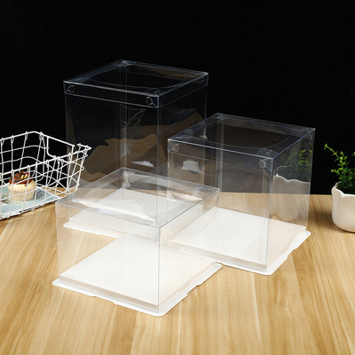 生日蛋糕盒4寸6寸8寸10透明蛋糕盒子 三合壹雙層加高全透明蛋糕盒