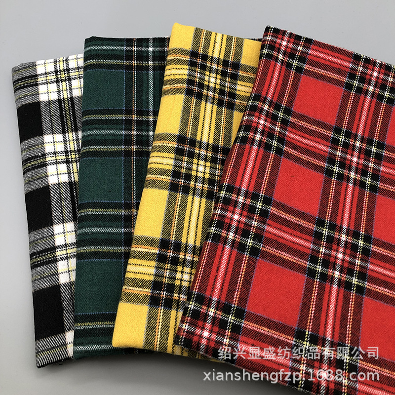 爆款色织格子布 TC磨毛格子衬衫面料 21S韩版秋冬服装面料 现货