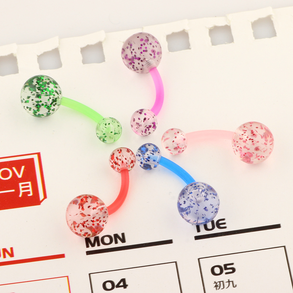 Acrylic Sequined Navel Ring Belly Button Ring Ear Studs Soft Rod Wholesale Body Piercing Jewelry detail image 9