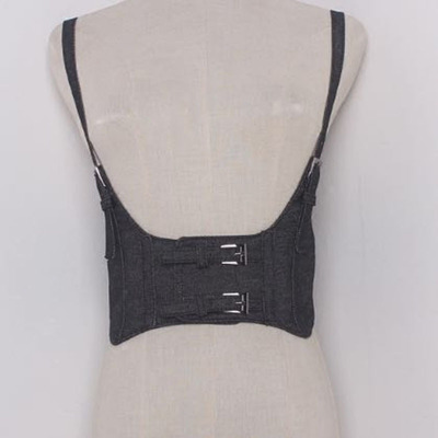 lady Denim Fabric camisole fashion Waist Girdle Double-breasted Velcro belt