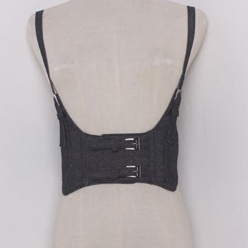 lady Denim Fabric camisole fashion Waist Girdle Double-breasted Velcro belt