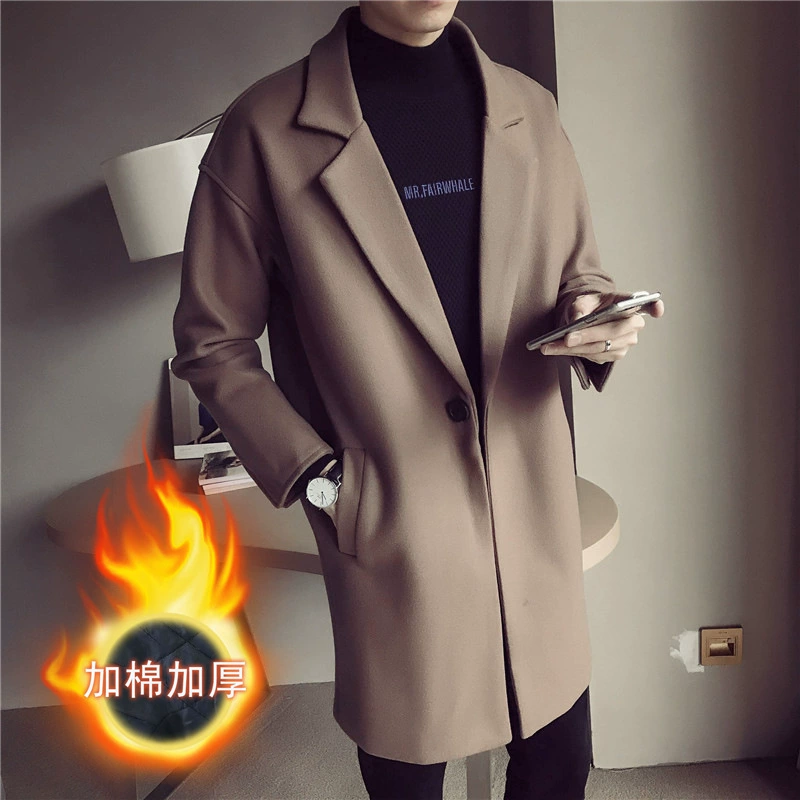 Деми-сезонное длинное trench coat, цветное шерстяное пальто, 2019 год, оверсайз, корейский стиль, плюс размер
