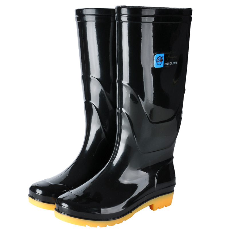 Shanghai Shuangqian High cylinder waterproof cook Rain shoes pvc non-slip wear-resisting Acid alkali resistance black Labor insurance construction site Boots