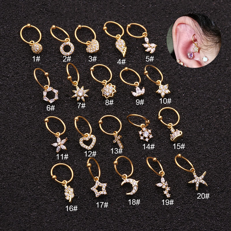 Ear Cartilage Rings & Studs Exaggerated Heart 316 Stainless Steel  Copper display picture 26