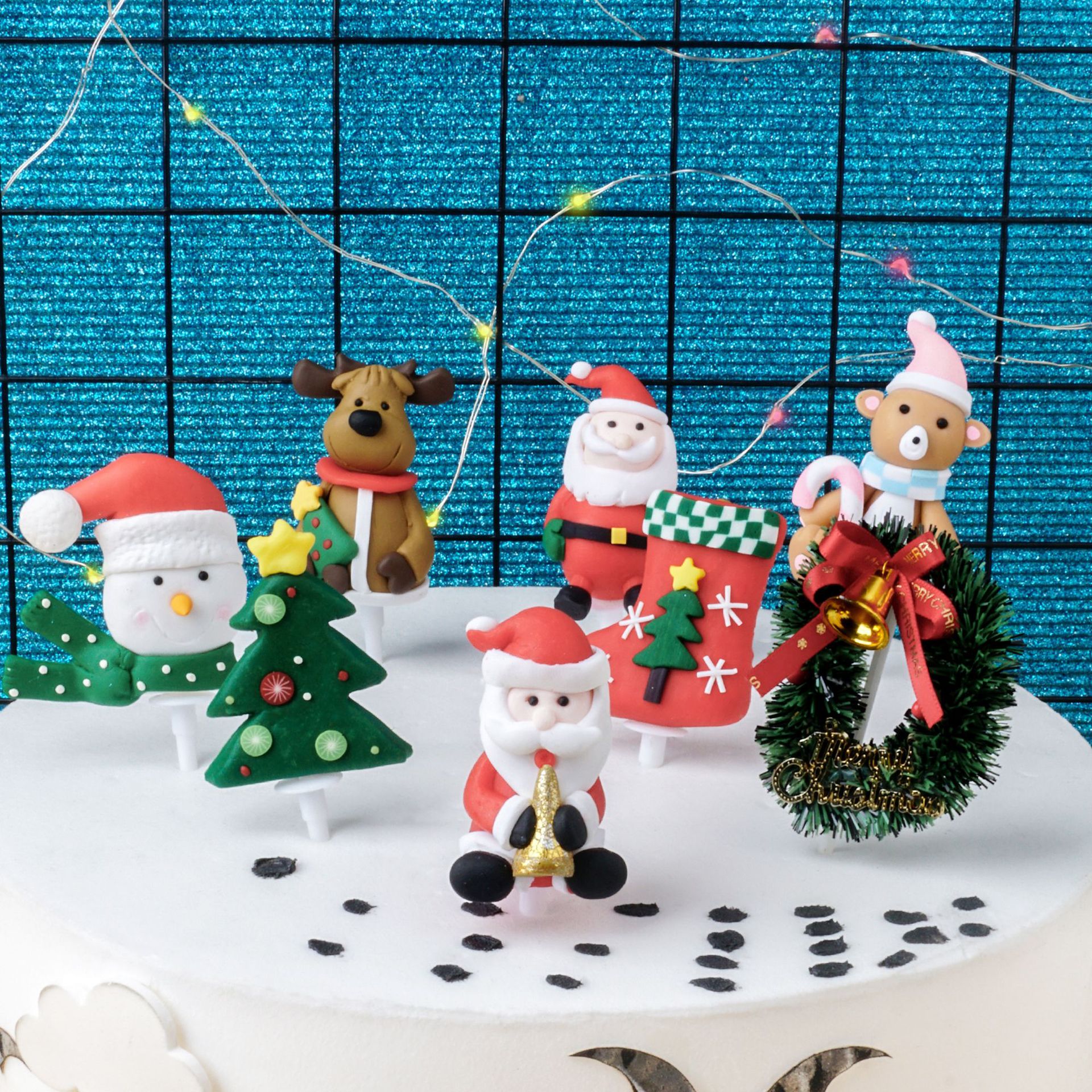 圣诞节蛋糕卡通插牌圣诞节气氛蛋糕插签软陶装饰烘焙 蛋糕摆件|ms