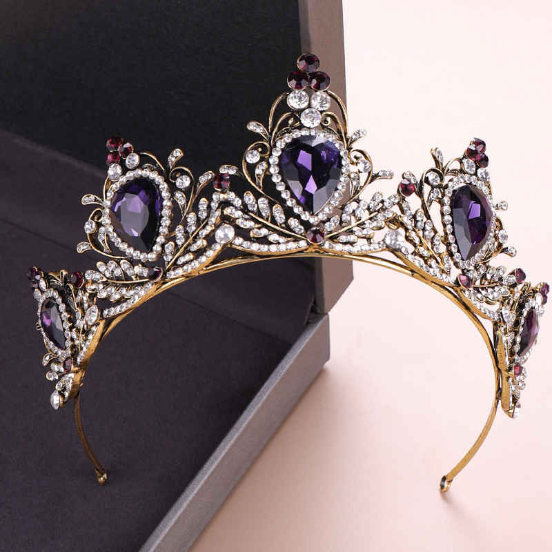 Purple Crystal Wedding Tiara Bridal Crown For Wedding Bride Vintage ...