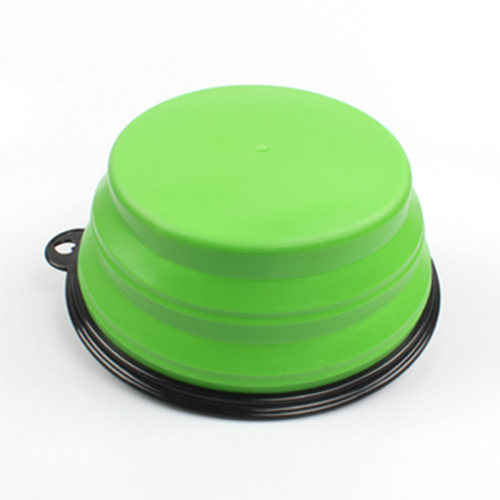 Silicone black frame foldable pet bowl with clip fastener, foldable bowl, portable gourd-style bowl, travel dog bowl, large quantity