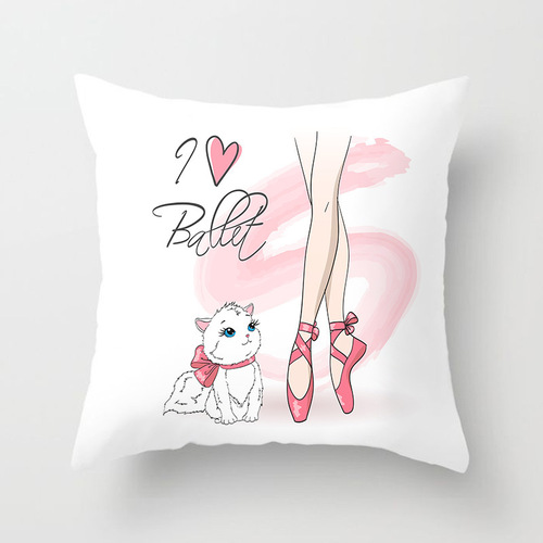 Ballet Dancing Girl Pillow Cover Home Fabric Sofa Cushion Cover Wholesale