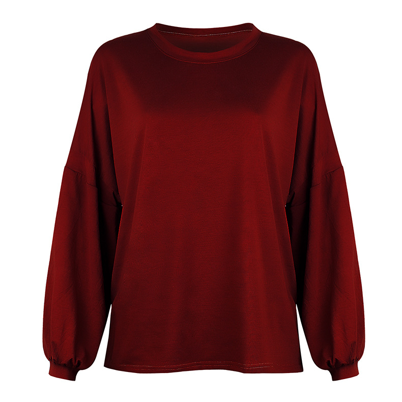 spring new loose round neck puff sleeve long sleeve t-shirt NSZH28771