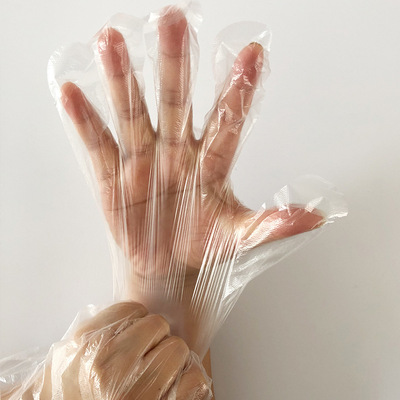 一次性塑料手套家用餐饮食品级透明塑料手套薄款0.4克100只装手套|ms