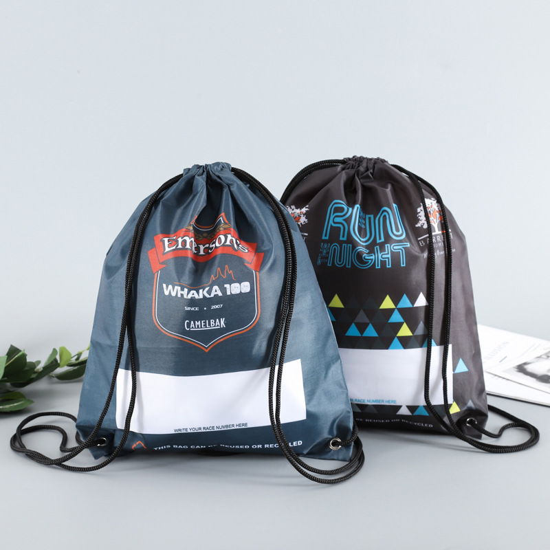 厂家批发涤纶购物袋收纳拉绳袋子双肩背袋创意款束口袋可定制logo