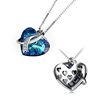 Accessory heart shaped, marine pendant, crystal heart-shaped, necklace, European style, wholesale