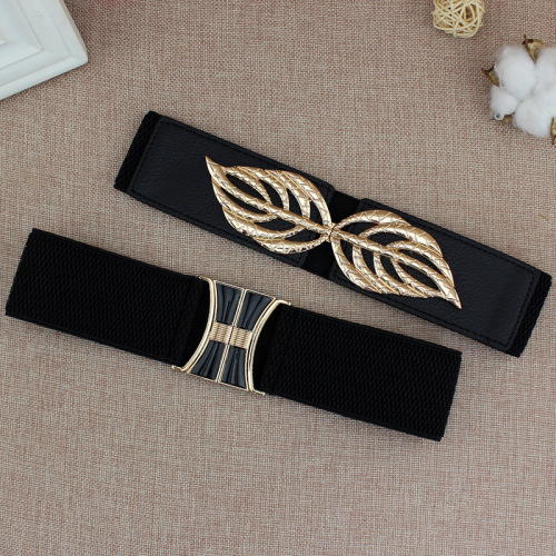 Decorative bow, versatile girdle with skirt, women's leaf buckle elastic belt, slim fit and elastic, five styles