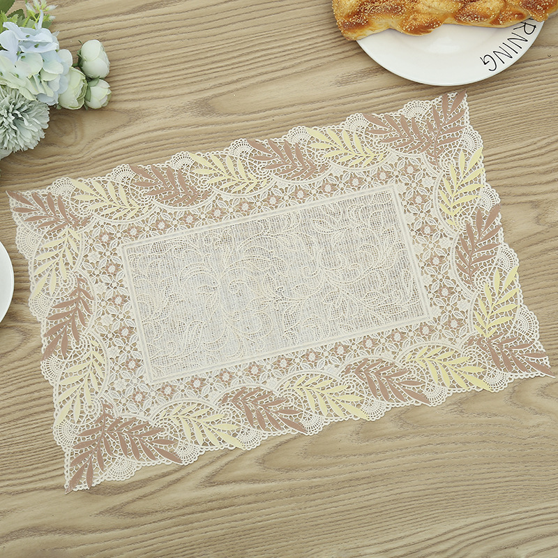 Wholesale of new PVC creative printed placemats, hotel and restaurant anti-slip Western placemats, heat-insulating plate MATS, white base rice base table MATS and bowl MATS detail image 9