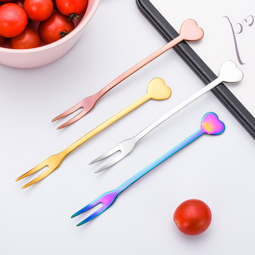 304 stainless steel fruit fork Western dinner fork pastry stick cake fork dessert fork gift support Logo
