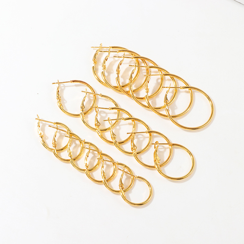 Circle Metal 9 Pairs Earrings Set display picture 11