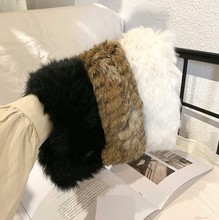 日本古着vintage风复古琥珀色真兔毛毛发带皮草发带柔软弹