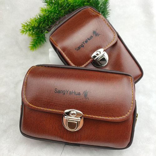 Wholesale double-layer lock mobile phone waist bag large belt mobile phone bag hanging bag outdoor sports manufacturer wallet