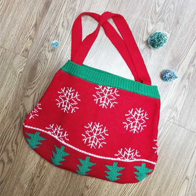 2020新款圣诞毛线袋圣诞礼物韩版时尚针织女手提包毛线单肩包