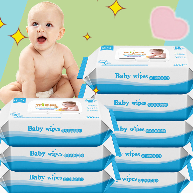 新生儿抽取式婴儿带盖100片湿巾宝宝手口通用无添加湿纸巾批发|ru