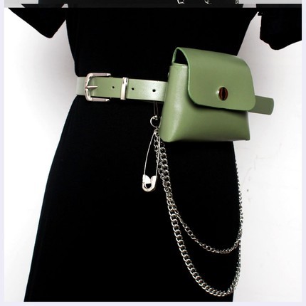 Punk Chain Pin Decoration Solid Color Small Waist Bag Wholesale Nihaojewelry display picture 5
