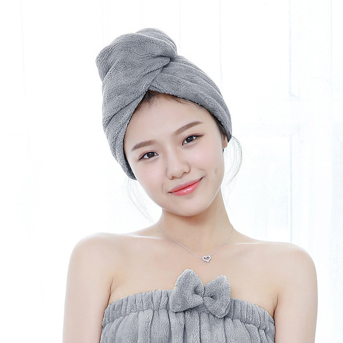 Japanese quick-drying absorbent hair turban for women, popular style, simple coral velvet hair turban, direct sales from the manufacturer