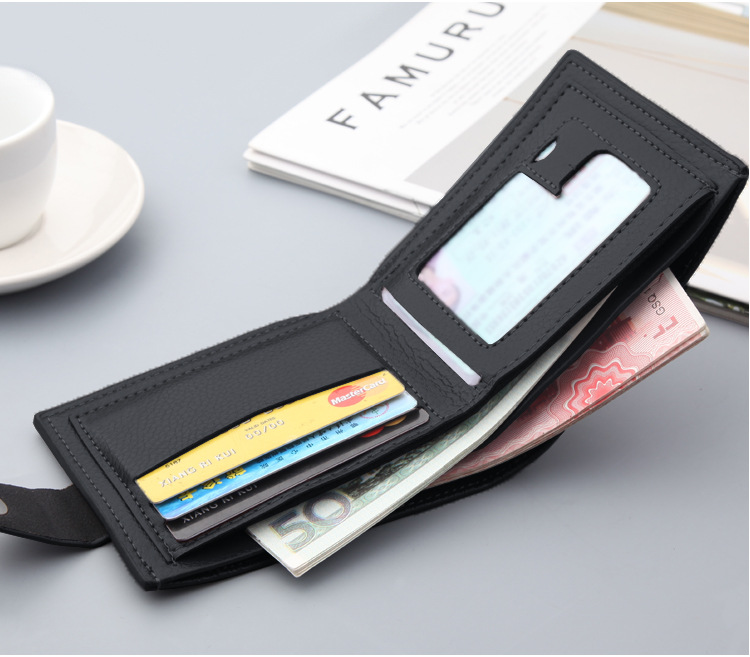 Pu Leather Material Business Short Wallet Men's Wallet Retro Buckle Horizontal Gift Money Clip Foreign Trade