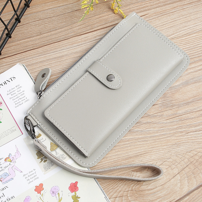 116g Weight Zipper Closure Type Business, Travel Occasion Pu Leather Material Solid Color Pattern Women'S Gender Square Shape Light Grey, Dark Grey, Rose Red, Pink, Red, Green, Blue, Gold, Black Color Fashion Multi-function Zipper Multi-card Buckle Wallet 4