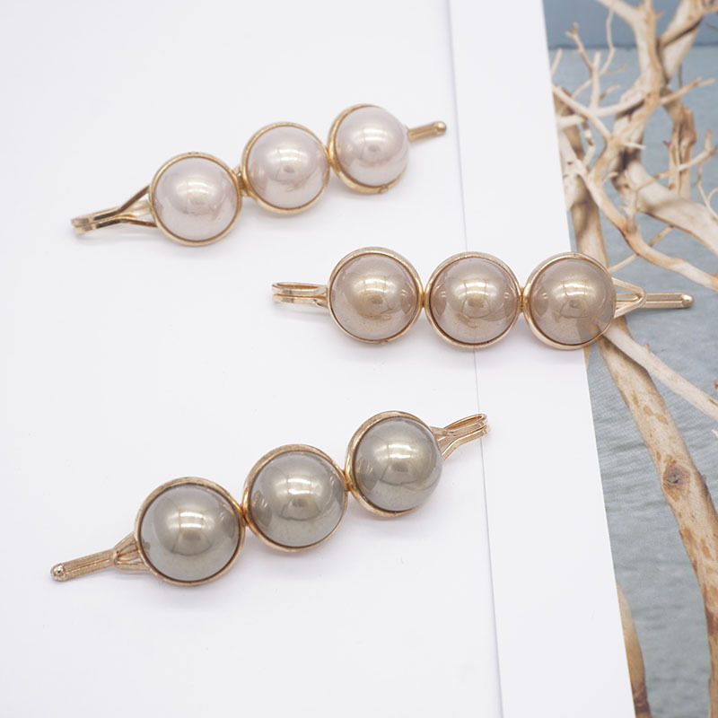 韩国气质亮面珍珠少女珍珠发夹复古一字夹ins网红发卡边夹刘海夹