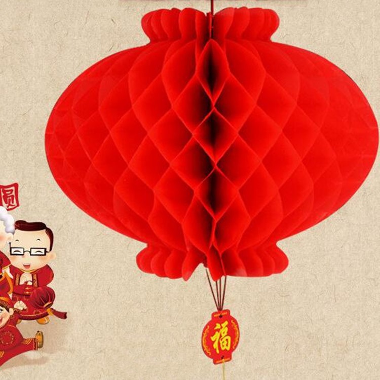 outdoors Raise the Red Lantern Plastic paper lanterns Wedding celebration The opening celebration Spring Festival Lantern decorate Small honeycomb lantern