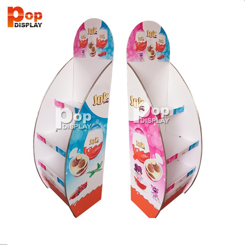 定制巧克力食品落地直立展示架,圣诞超市促销优质直立纸货架