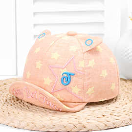 新款小孩帽子五星印花婴幼儿帽宝宝帽软沿鸭舌帽儿童帽防晒遮阳帽